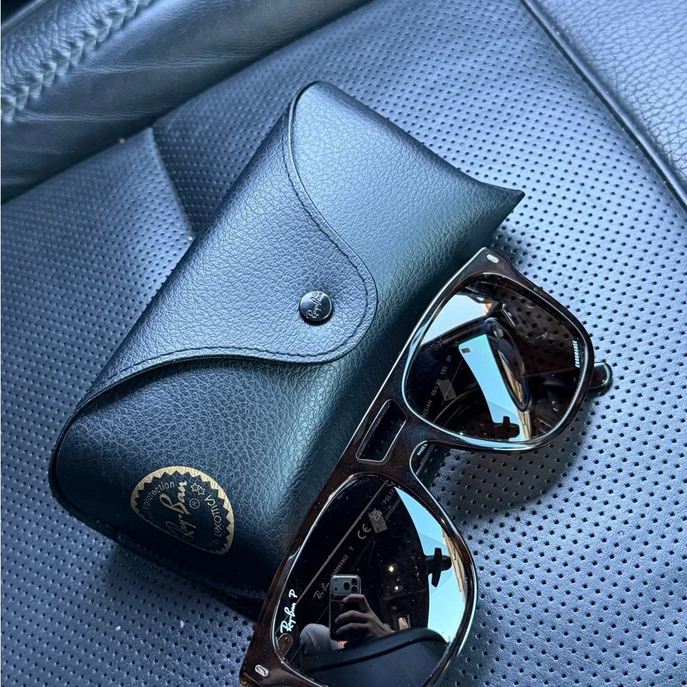 Ray-Ban Tortoiseshell Frame Polarized Sunglasses - Brown/Black Lenses
